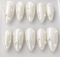 Pearl handcrafted press-on nails in white, chrome & pearl finish | Eleanor May Collective